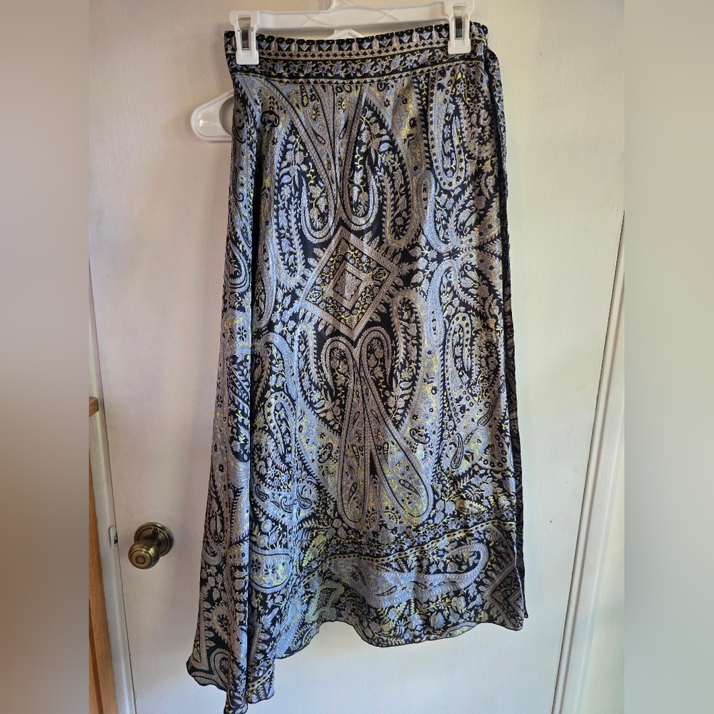 Iris Impressions Reversible Wrap Elegant Paisley Print Skirt Large - Picture 2 of 8